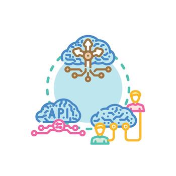 Cloud computing setup concept illustrating digital data storage vector