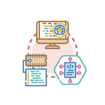 Software coding development process creating digital solutions vector