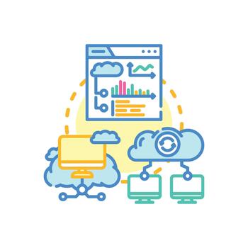 Cloud computing management console dashboard interface concept vector