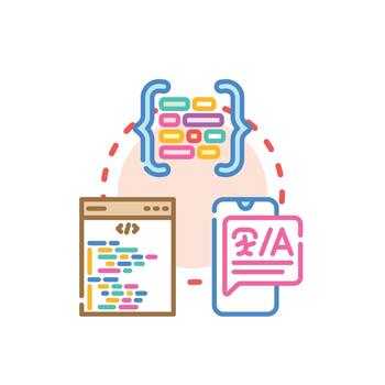 Programming language emblems creating coding development system vector