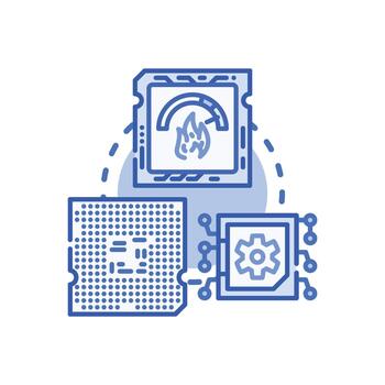 Computer processor chip digital data processing concept vector