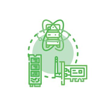 Server hardware components managing cloud computing infrastructure vector