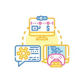 Client side web app programming development process vector