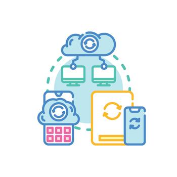 Inter device data exchange technology concept vector