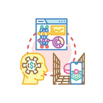 Mental visualization process developing human brain creativity vector