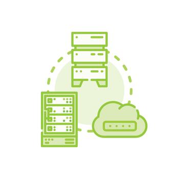 Data storage conceptualizing cloud computing and hard disk drive vector