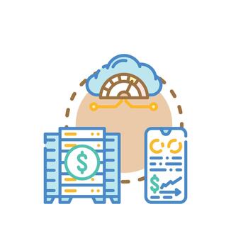 Cloud analytics dashboard visualizing data processing and funnel vector