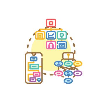 Mobile app navigation interface developing user experience vector