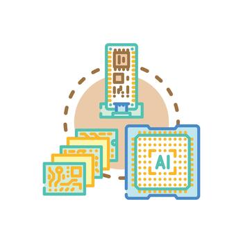 Computing chip circuitry developing electronic technology illustration vector