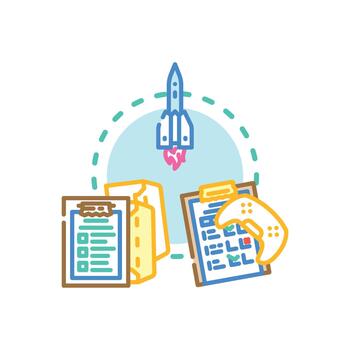 Launch readiness test for project development process vector