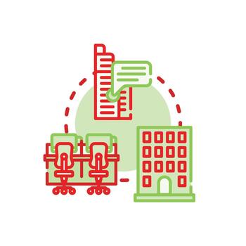 Office complex work process management concept vector