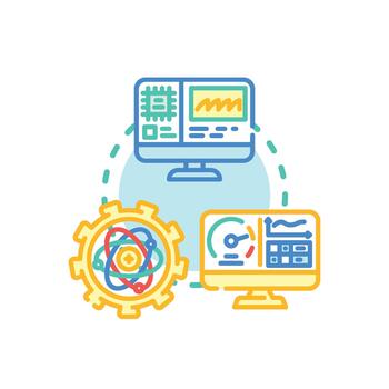Computer hardware engineering, development, and digital technology concepts vector