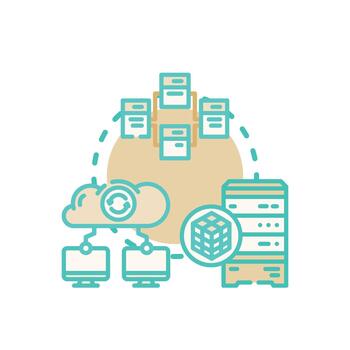 Relational data server system organizing database storage vector