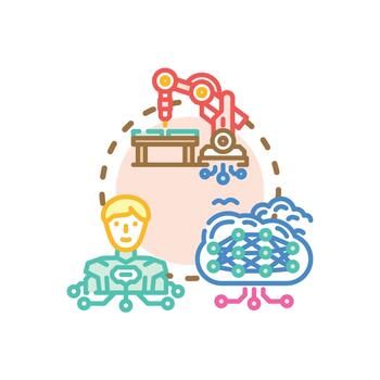 humanoide ai máquina sequía concepto Ingenieria vector