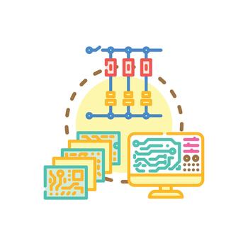 Electronic circuit element layout developing engineering technology vector