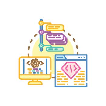 desarrollador creando software durante codificación pique desarrollo proceso vector