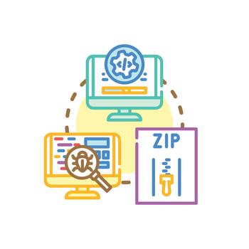 Free software source code archive concept developing system vector
