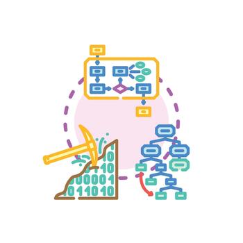 Sql-based data extraction concept icon illustration vector