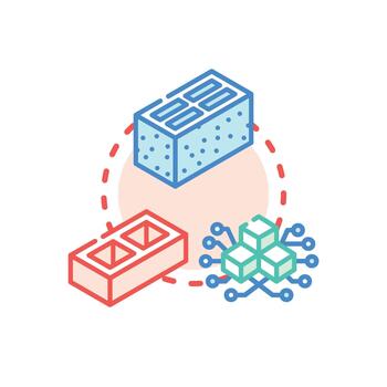 Gray solid block material processing and construction concept vector