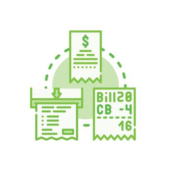 Hand processing payment confirmation checking transaction vector