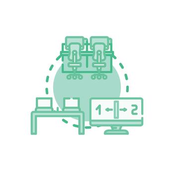 Computer workspace concept processing data and collaborating vector