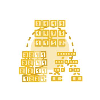 Bubble sort iterative sorting process algorithm development vector