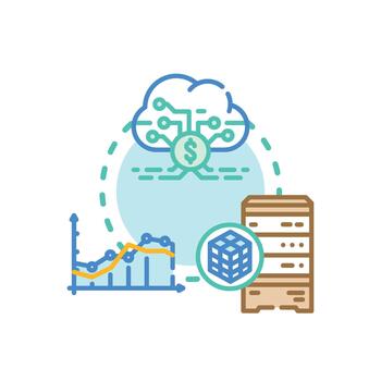 Centralized data dashboard analyzing cloud and database information vector