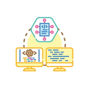 Custom software and web application development process vector