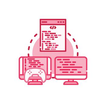 Software coding development process illustration vector