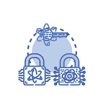 Encrypted computing protection concept securing data network vector