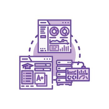User interaction dashboard analyzing data and flowchart vector