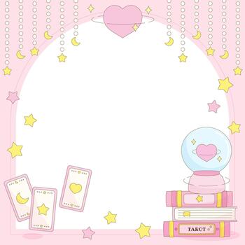 pink magic tarot session square frame vector