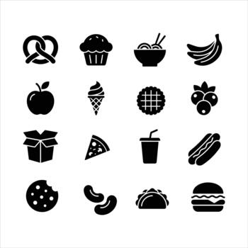 Snack solid editable icon set vector