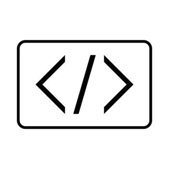 programación código línea icono vector