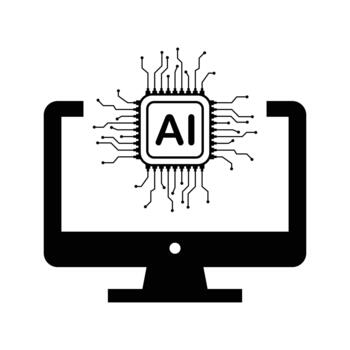 Artificial Intelligence Computer Microchip Icon vector