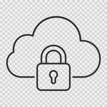 Cloud Computing Security and Data Protection Lock Icon vector