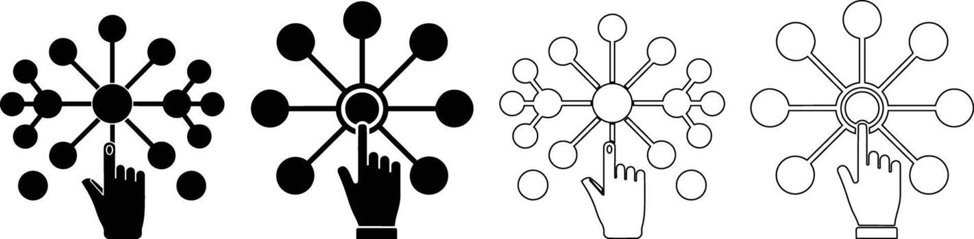 Interactive Touch Network Node Connection Icon Set vector