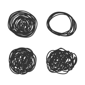 Abstract scribble circle textures set vector