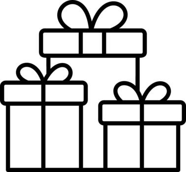 Tres regalo cajas apilar icono vector