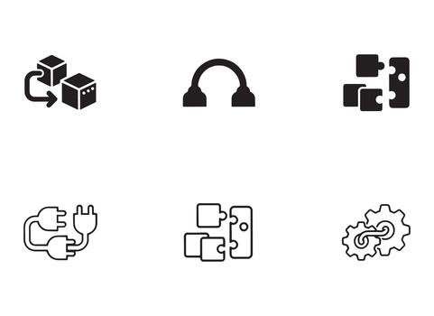 API Integration Plug Play Data Synchronization Elements vector