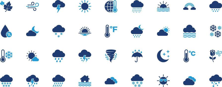 Weather Solid Icon Set vector
