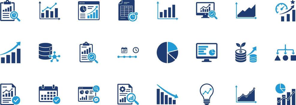 Dashboard and Analytics Solid Icon Set vector