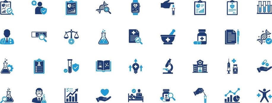 A Clinical Study Solid Icon Set vector