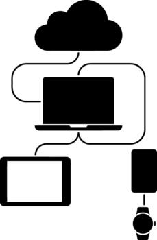 nube informática y móvil dispositivo red conectividad vector