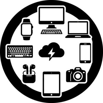 Cloud computing network device ecosystem icon vector