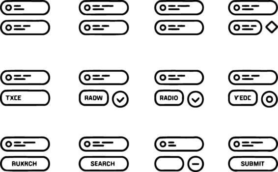 User interface form elements and input fields vector