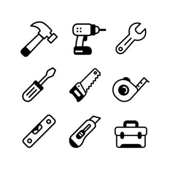 Construction Hand Tools Solid Icons vector
