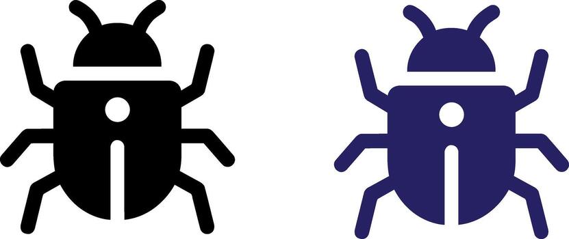 Simple computer bug icons set for software development and programming projects vector