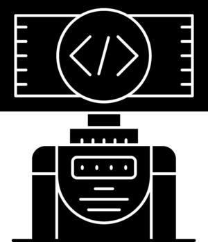 glifo icono codificación profesional codificación software desarrollo flujo de trabajo solución icono vector