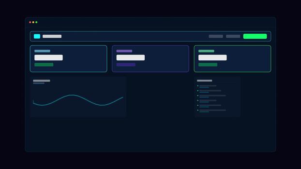 Generative user interface wireframe components assembling dynamically on dark background video